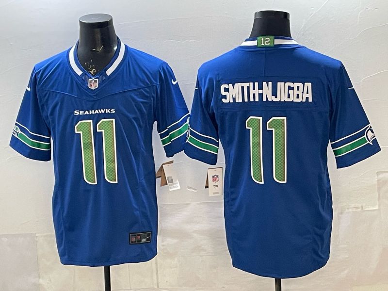 Men 2026 Seattle Seahawks #11 Smith-Hjigba Blue 6th generations Nike Limited NFL Jersey style 001